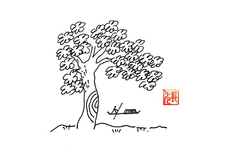 花不尽柳无穷秋天风景简笔画