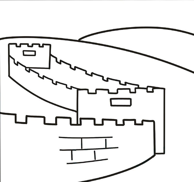 雄伟的长城风景简笔画