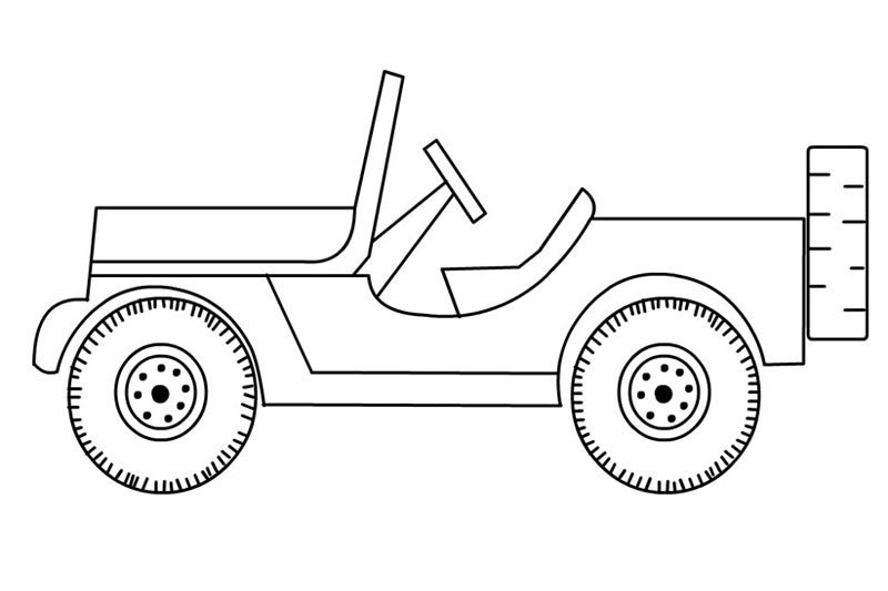 jeep敞篷吉普车简笔画带颜色