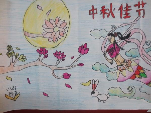 欢庆中秋佳节,中秋节题材儿童画