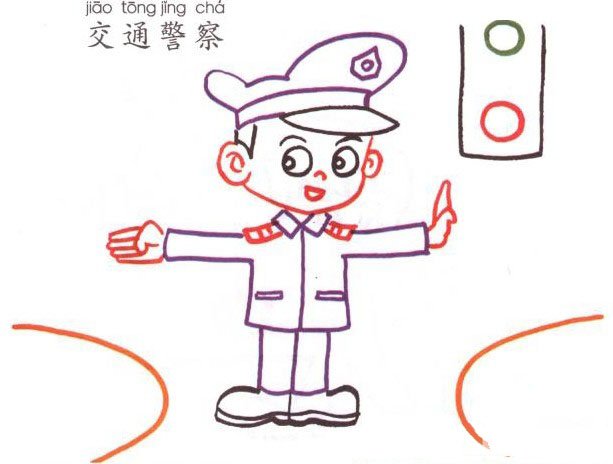 交通警察简笔画画法