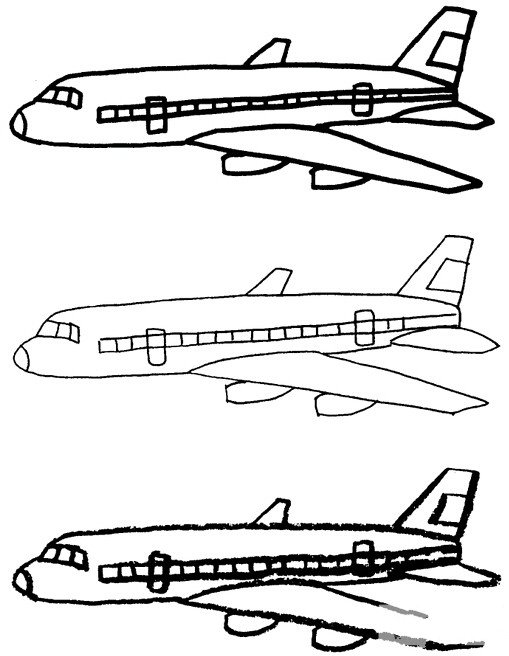卡通客机简笔画